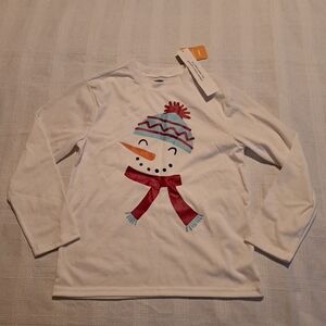 Gymboree girls size Large or 10-12 white snowman pajama top, New
